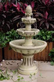 4 tiers outdoor water fountain with led