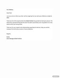 10 retail resignation letter template