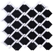 Front view of a wall made of rusty square shaped tiles or slabs. Tilegen Nero Marquina Knot Tile Random Size Marble Mosaic Tile In Black White Wall Tile 10 Sheets 10 4sqft On Sale Overstock 27973524