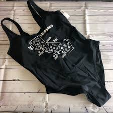 Graphic Black One Piece Swimsuit Xl Old Navy Nwt