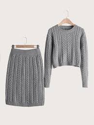 Looking for a cable knit sweater this season? Solid Cable Knit Sweater Skirt Shein In