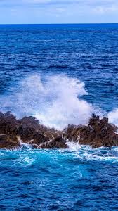 Sea Splashes Waves Stones Ocean Water
