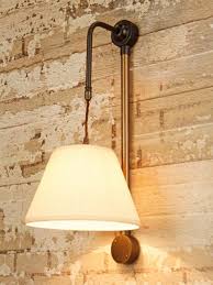 Gold Conduit Wall Light With Beige Shade