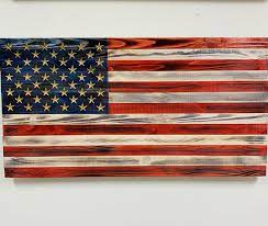Large Handmade Wooden American Flag