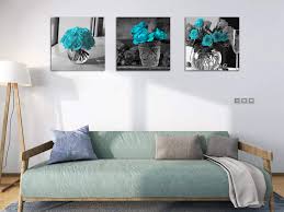 Shop aqua and teal wallpaper from home flair decor to give your home serenity. Yatehui Teal Blue Rose Flowers Wall Art Rural Blue Turquoise Canvas Prints 3 Pieces Home Decor Modern Black And White Floral Pictures For Bathroom Ready To Hang 12 X 12 Inches Buy