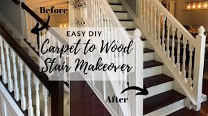 easy diy carpet to wood stair makeover
