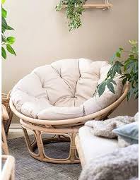 Outdoor papasan lounge chair with cushions. Topjia Rattan Papasan Chair Cushion Not Included Chair Comfortable Overstuffed Swing Hanging Basket Seat Cushion Cotton Thick Hanging Egg Chair Pads For Indoor Balcony Outdoor Patio Yard Creamy White Amazon Ca Home