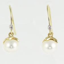 pearl and diamond drop earrings the