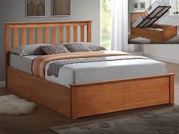 Oak Wooden Ottoman Bed Frame