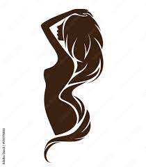 Силуэт девушки с длинными волосами Stock Vector | Adobe Stock
