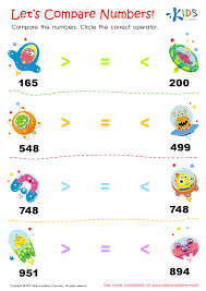 comparing numbers worksheet for 2nd