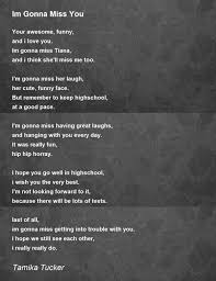 im gonna miss you poem by tamika tucker