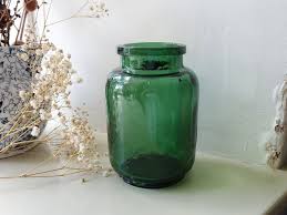 Victorian Green Glass Jar Emerald Green