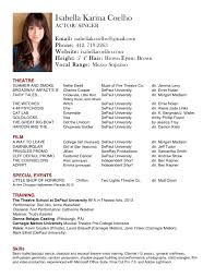 Musical Theatre Resume Best Of Gallery Of Actor Resume Template