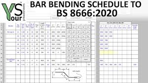 bar bending schedule spreadsheet to bs 8666