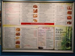 menu at bamboo garden fast food kington