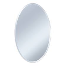 oval beveled frameless wall mirror