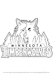 The minnesota timberwolves logo has midnight blue, lake blue, moonlight grey, and aurora green colors with a howling wolf in front of a blue basketball and a star object on top of it. Learn How To Draw Minnesota Timberwolves Logo Nba Step By Step Drawing Tutorials