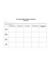 Png The Great Gatsby Character Worksheet 35 Points Name