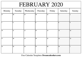 Printable Blank February 2020 Calendar On We Heart It