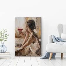 Lady With A Wine Glass Framed Wall Art
