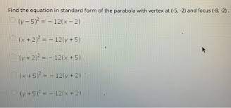 Directrix Of The Parabola Chegg