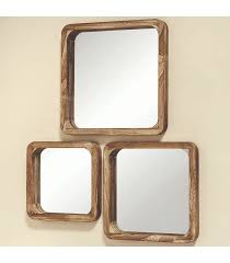Set Of 3 Wooden Square Mirrors