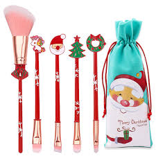 christmas wand makeup brush set cartoon santa elk christmas tree handle makeup brushes for blush foundation eyebrow eyeshadow lips size as shown