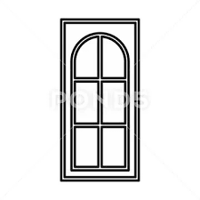 Wooden Door With Glass Icon Outline