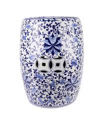 Ceramic Garden Stool Handpainted Blue