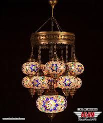 Set Of 11 Mosaic Sultan Chandelier Lamp