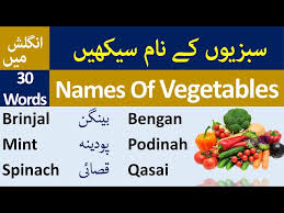 vegetables name in urdu
