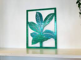 Tropical Leaf Framed Metal Wall Art