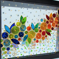 Abstract Flowers Art Glass Painting