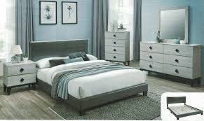 Restair Grey Faux Leather Bed Weathered