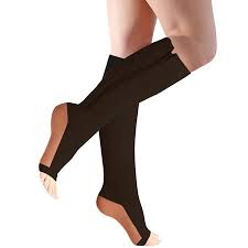 Plus Size Toe Less Copper Compression Zipper Stocking Socks Black