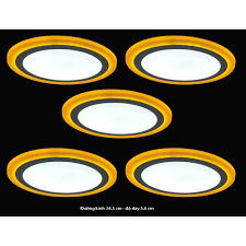 Bộ 5 đèn led nổi ốp trần 24w tròn 2 màu 3 chế độ ánh sáng trắng vàng