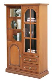 wooden display cabinet with glass door