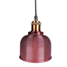 59 In H 1 Light Magenta Vintage Copper Pendant With Glass Shade
