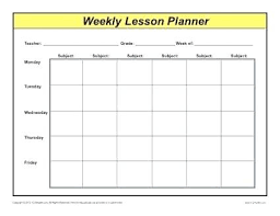School Weekly Planner Template Feat Detailed Multi Subject Lesson
