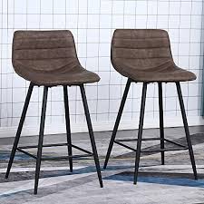 Check spelling or type a new query. Retro Counter Stools Set Of 2 Piecesleather Bar Stools Barstools For Kitchen Modern Dining Chairs With Low Back Counter Height Stools Kitchen Island Chairs Brown