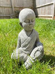 Young Monk Buddha Stone Garden Statue