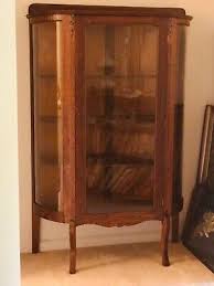 Antique Curved Glass Curio Cabinet With