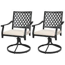 2 Pcs Patio 360 Swivel Dining Chairs