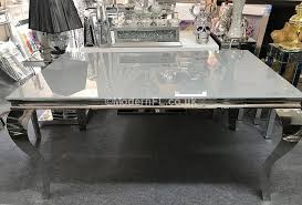 Louis Dining Table With Grey Glass Top