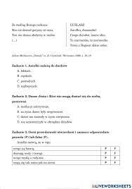 Test - Dziady cz.II worksheet