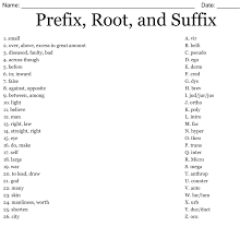 prefix root and suffix worksheet
