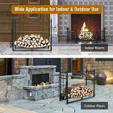 Gymax 36 Fireplace Log Rack W 4 Tool Set Kindling Holders For Indoor Outdoor