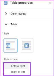 text direction in google docs