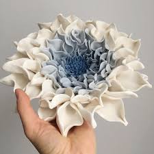 Blue Dahlia Porcelain Flower Wall Art
